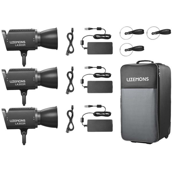 Litemons_LA300R_RGB_LED_Video_Light_3_Light_Kit__Black_