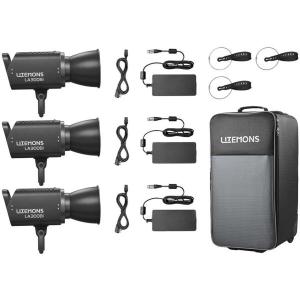 Litemons_LA300BI_Bi_Colour_LED_Video_Light_3_Light_Kit__Black_